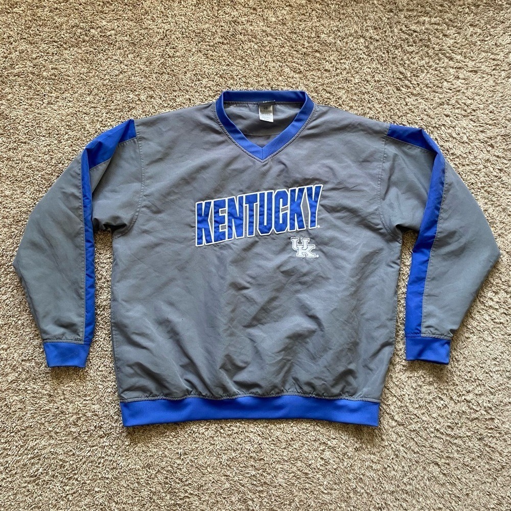 University Of Kentucky Wildcats Pullover Windbreaker Gray NCAA College Men LARGE